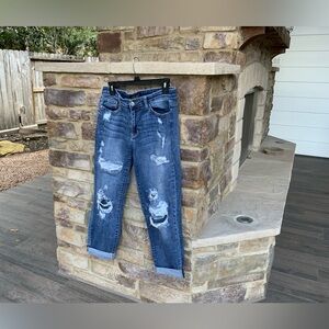 Judy Blue Boyfriend Fit Size 11/30, heavily distressed